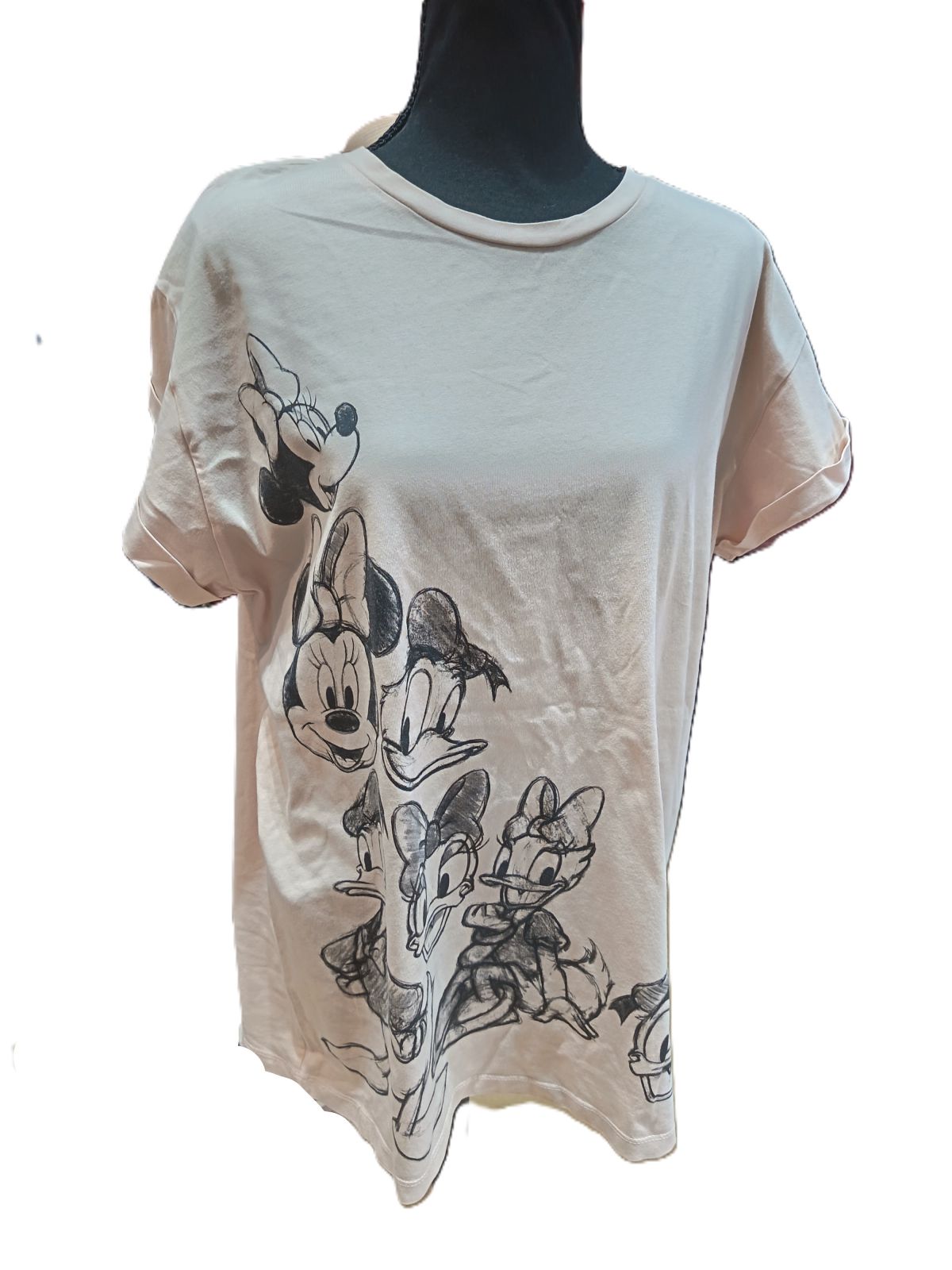Tricou damă roz deschis, XL, cu imprimeu din personaje animate S001271