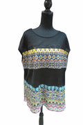 Bluză OVS damă neagră, XL, cu imprimeu etnic multicolor S001273