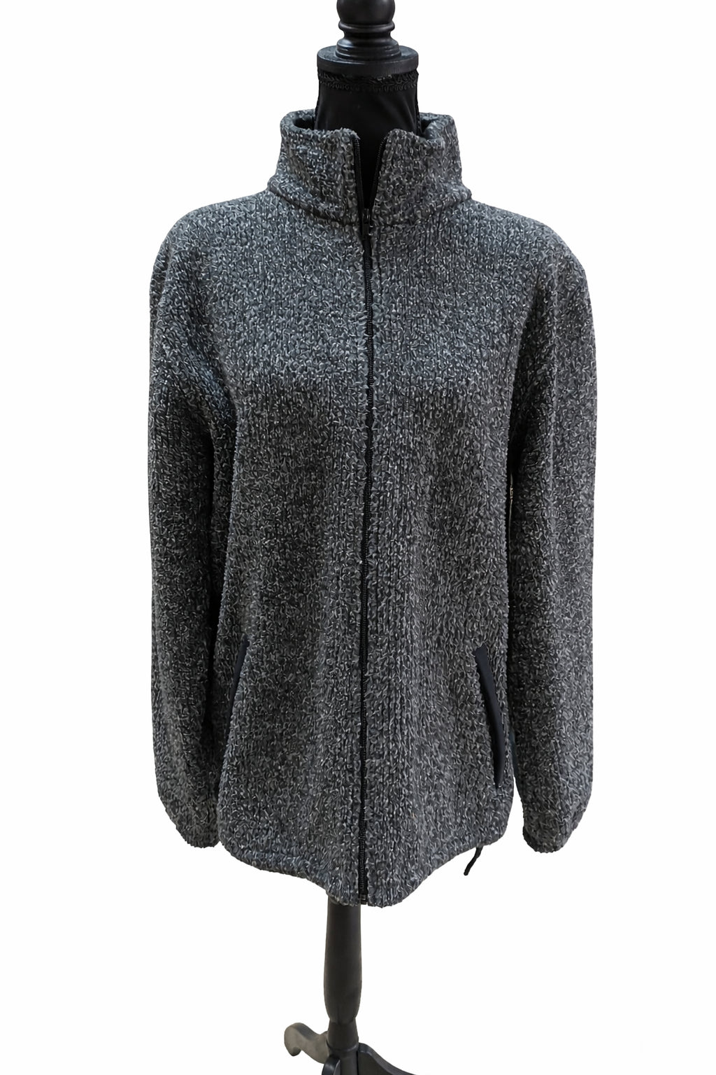 Jachetă lână AlpRepublic, unisex gri, L, cu fermoar complet și guler înalt S001279