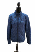 Geacă matlasată albastră bărbați, L/XL, cu fermoar frontal și guler înalt S001281