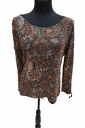 Bluză damă cu imprimeu paisley, M/L, cu mânecă lungă și decolteu rotund S001289
