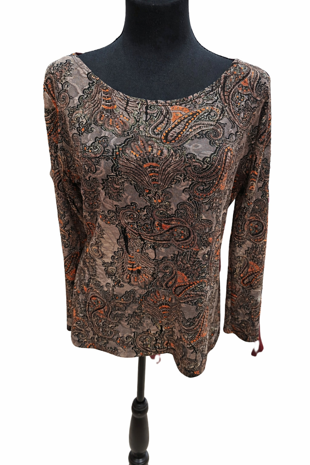 Bluză damă cu imprimeu paisley, M/L, cu mânecă lungă și decolteu rotund S001289