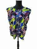 Bluză damă Donnaio, multicoloră, XL, fără mâneci, cu nasturi frontali  S001314