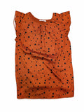 Bluză damă Orsay, tip top, XS, culoare coral cu buline negre, fără mâneci S001313