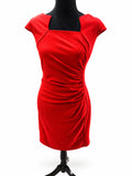 Rochie elegantă roșie, S, cu croială cambrată și drapaj lateral S001304