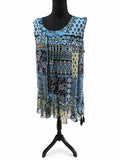 Bluză Canda, fără mâneci, XL,  cu imprimeu patchwork floral și geometric S001302