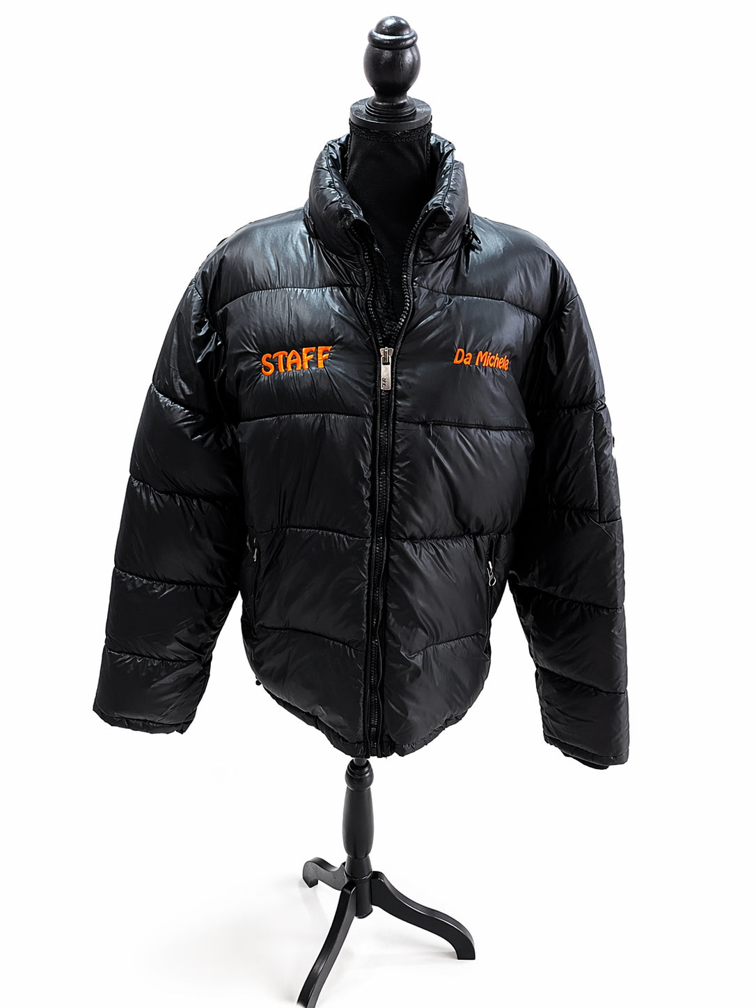 Geacă puffer JRC unisex neagră, L, cu fermoar integral și guler înalt S001297