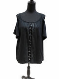 Bluză damă neagră, L, cu broderie decorativă frontală S001295