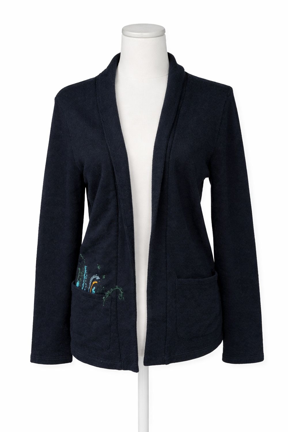 Cardigan Tricotat Negru Zara – Femei, Mărime S, Guler Șal, Casual