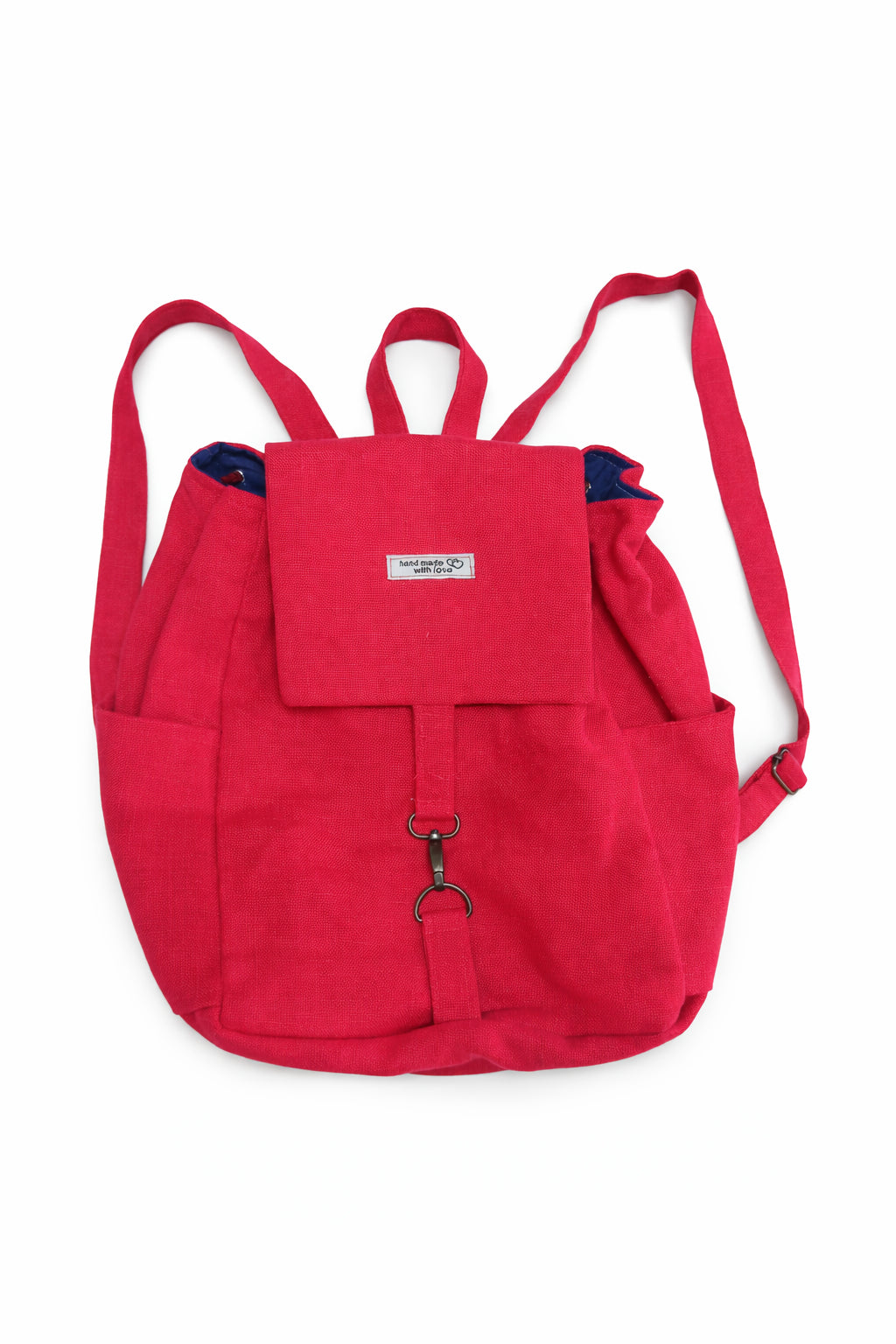 Rucsac textil roșu casual cu clapetă