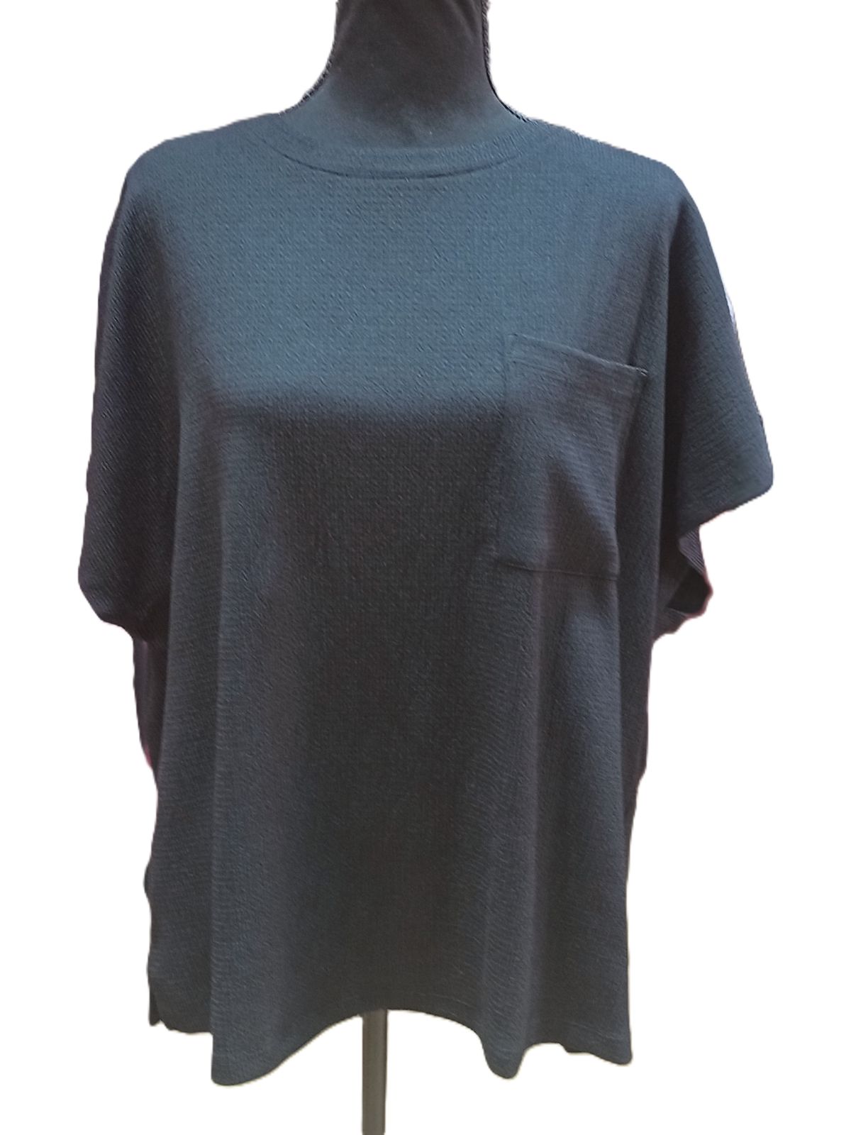 Bluză C&A Neagră Texturată cu Buzunar Frontal – Mărime L/XL Femei | Second Hand