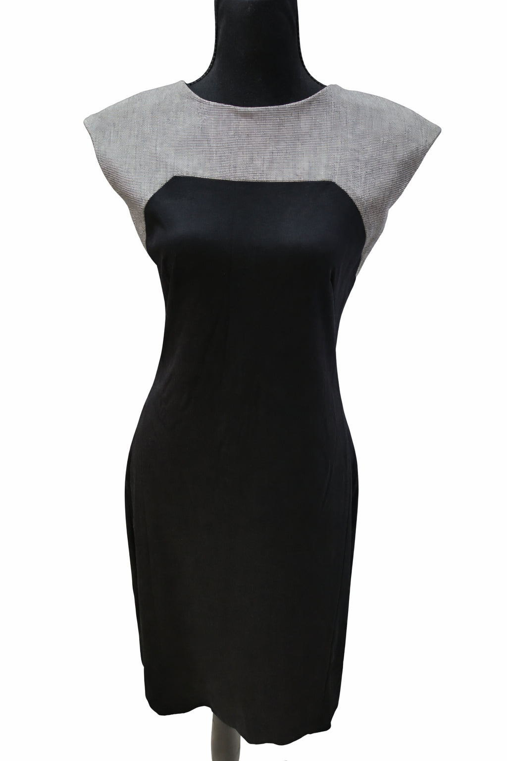 Rochie Elegantă Neagră Bicolor cu Mâneci Scurte – Mărime M Femei | Second Hand
