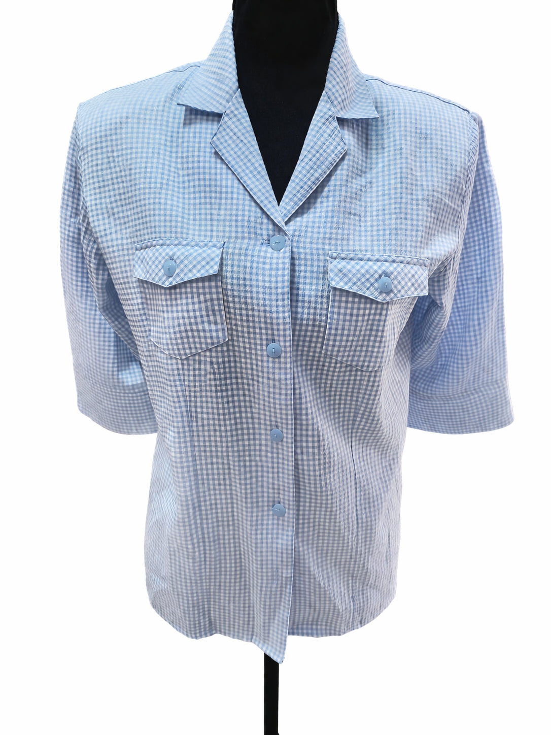 Cămașă Canda Albastru Deschis în Carouri Gingham – Mărime M Femei | Second Hand