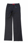 Pantaloni Young Gri cu Dungi Ușor Evazați – Talie Joasă Mărime S Femei | Second Hand