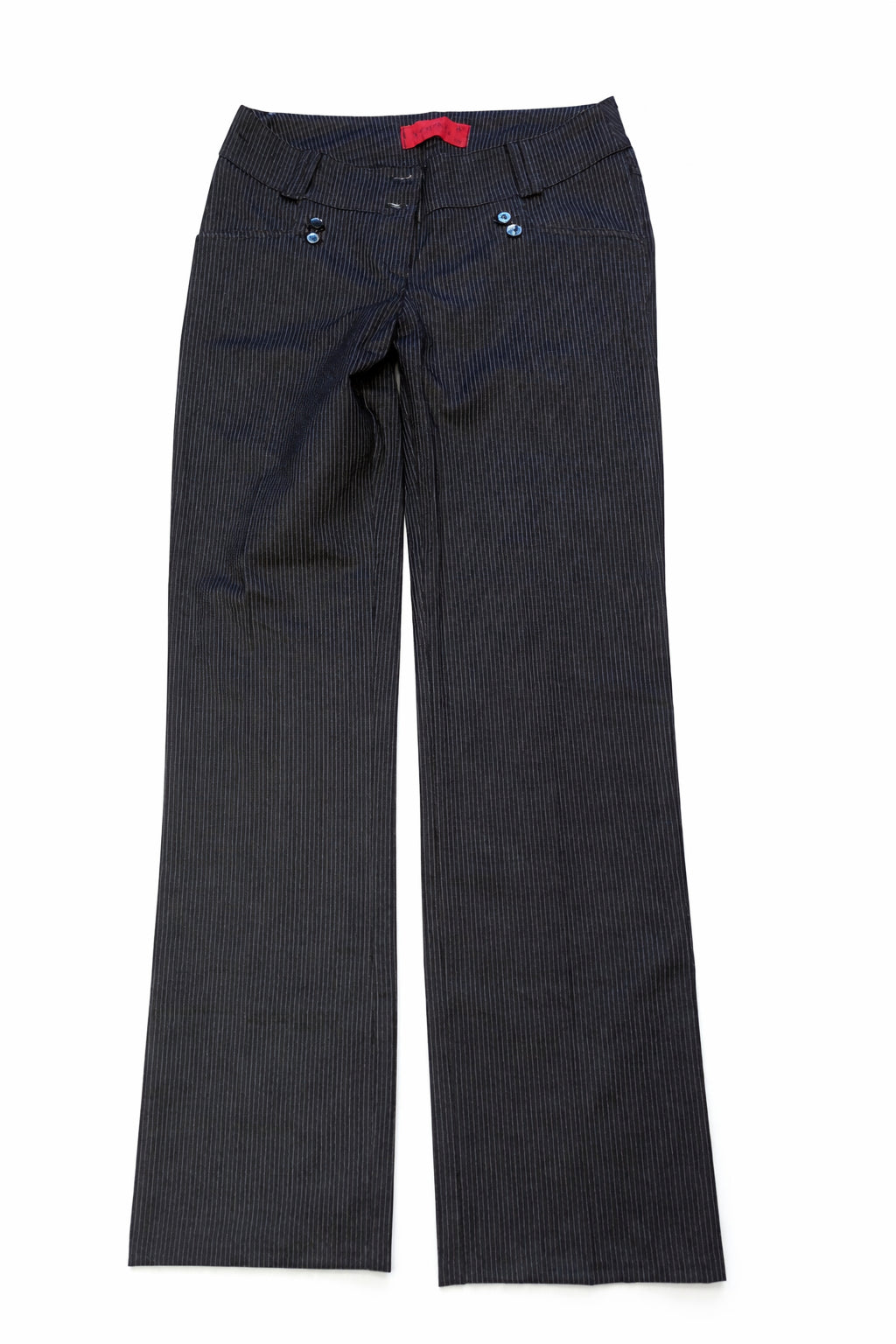 Pantaloni Young Gri cu Dungi Ușor Evazați – Talie Joasă Mărime S Femei | Second Hand