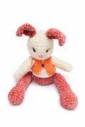 Iepuraș Croșetat Plușat Alb Roz – Jucărie Handmade cu Vestă Portocalie