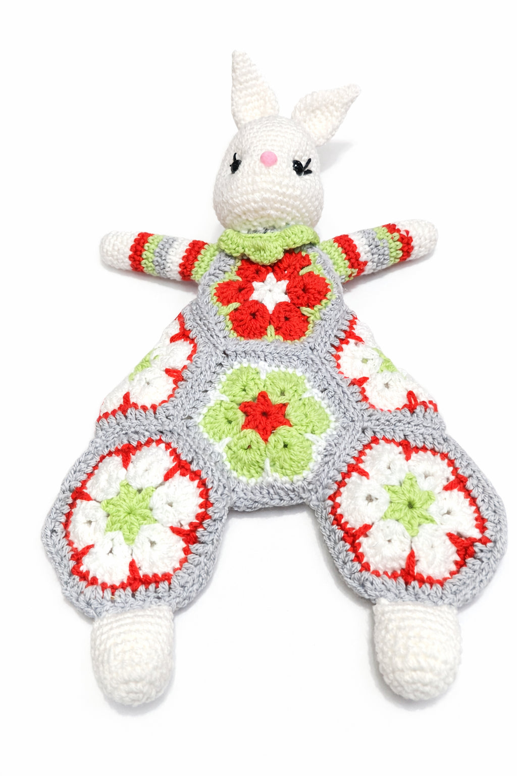 Iepuraș Croșetat Multicolor – Jucărie Handmade cu Model Floral Granny