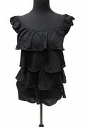 Bluză Amisu, neagră cu volane, mărime M