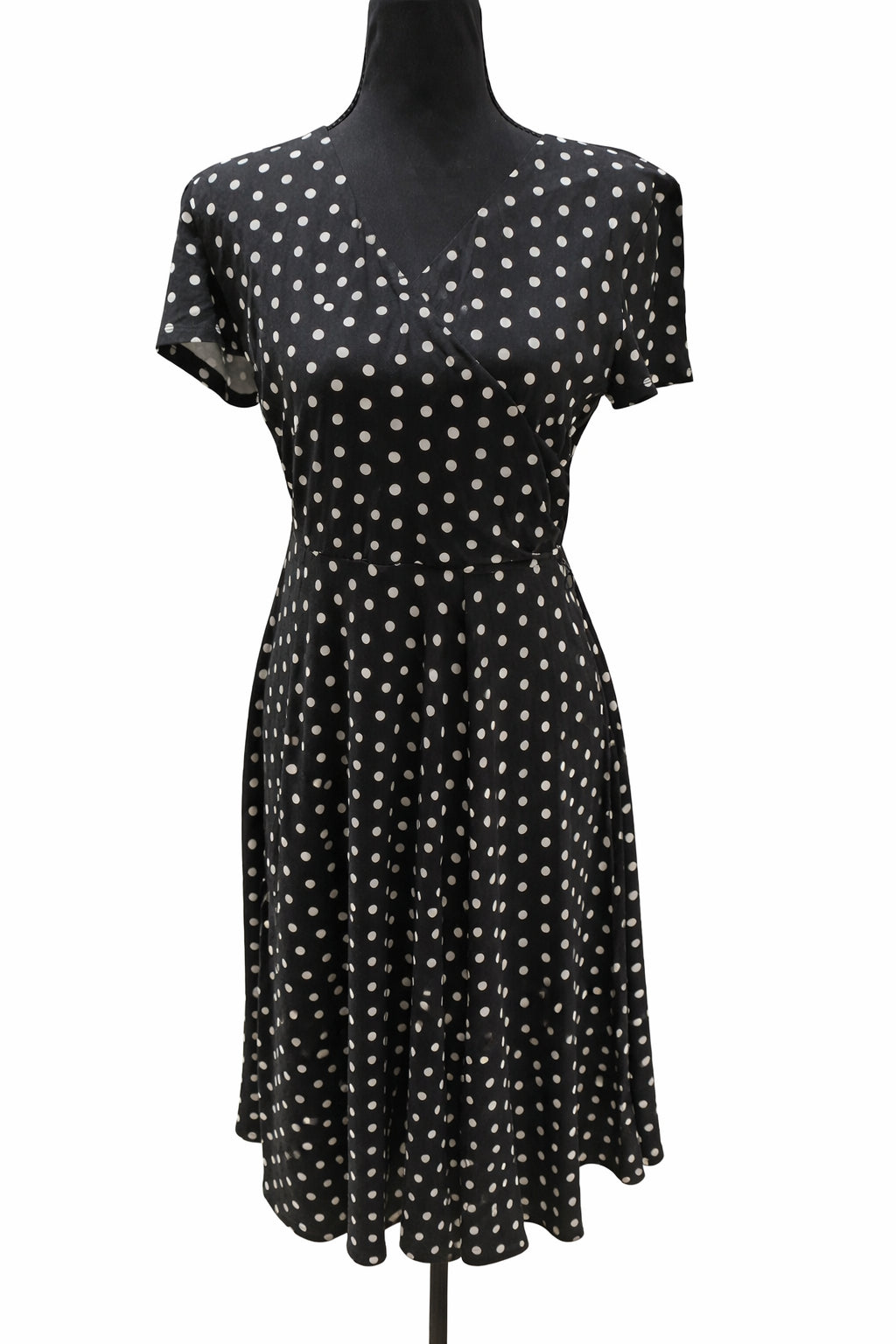 Rochie neagră Sense pentru femei, cu buline albe, mărime 40