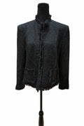 Jachetă Fashion Concept pentru femei, tip tweed neagră, mărime M