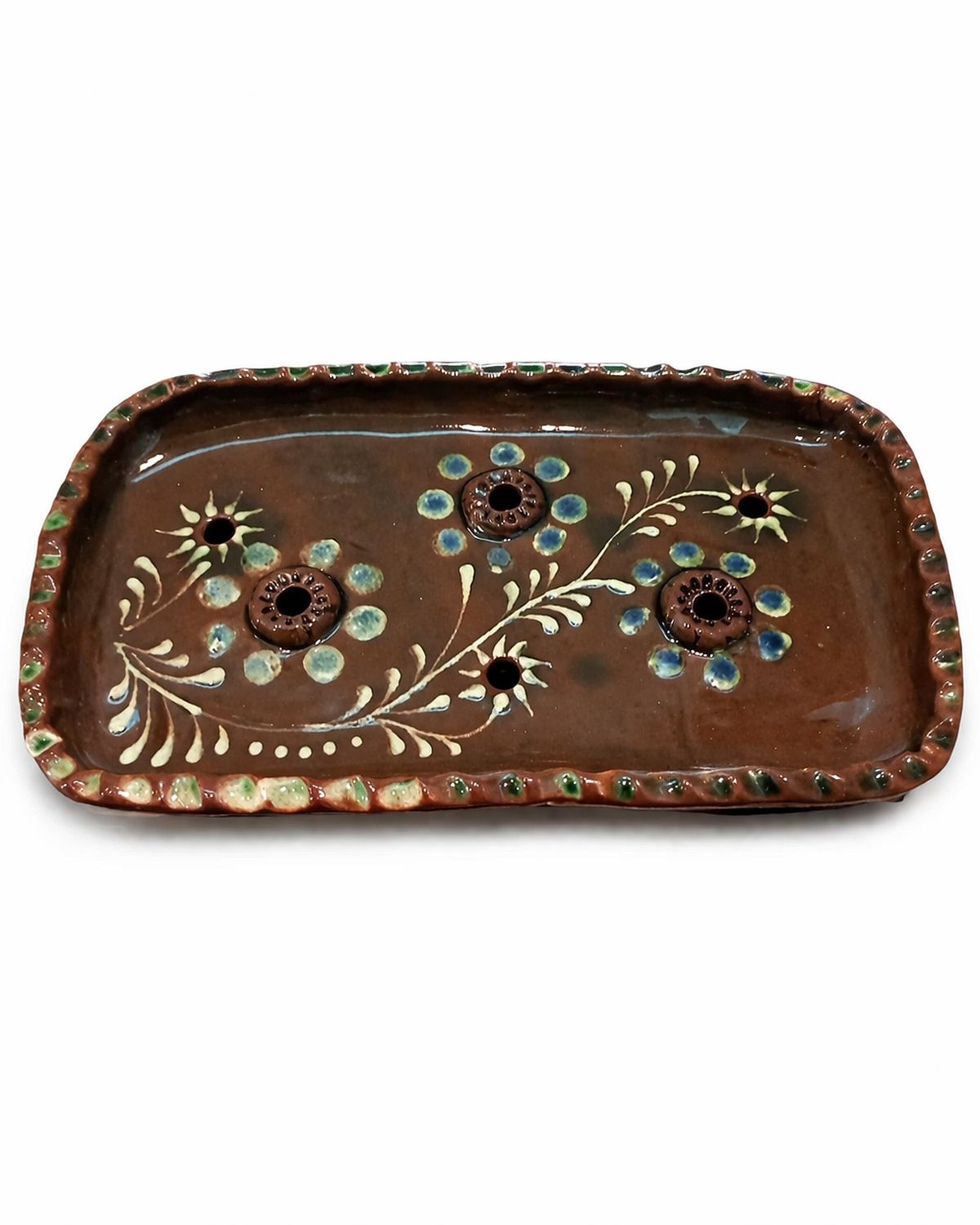 Săpunieră ceramică decorativă maro, dimensiune medie