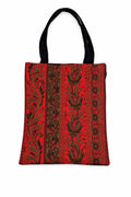 Geantă tip tote roșie cu model ornamental negru