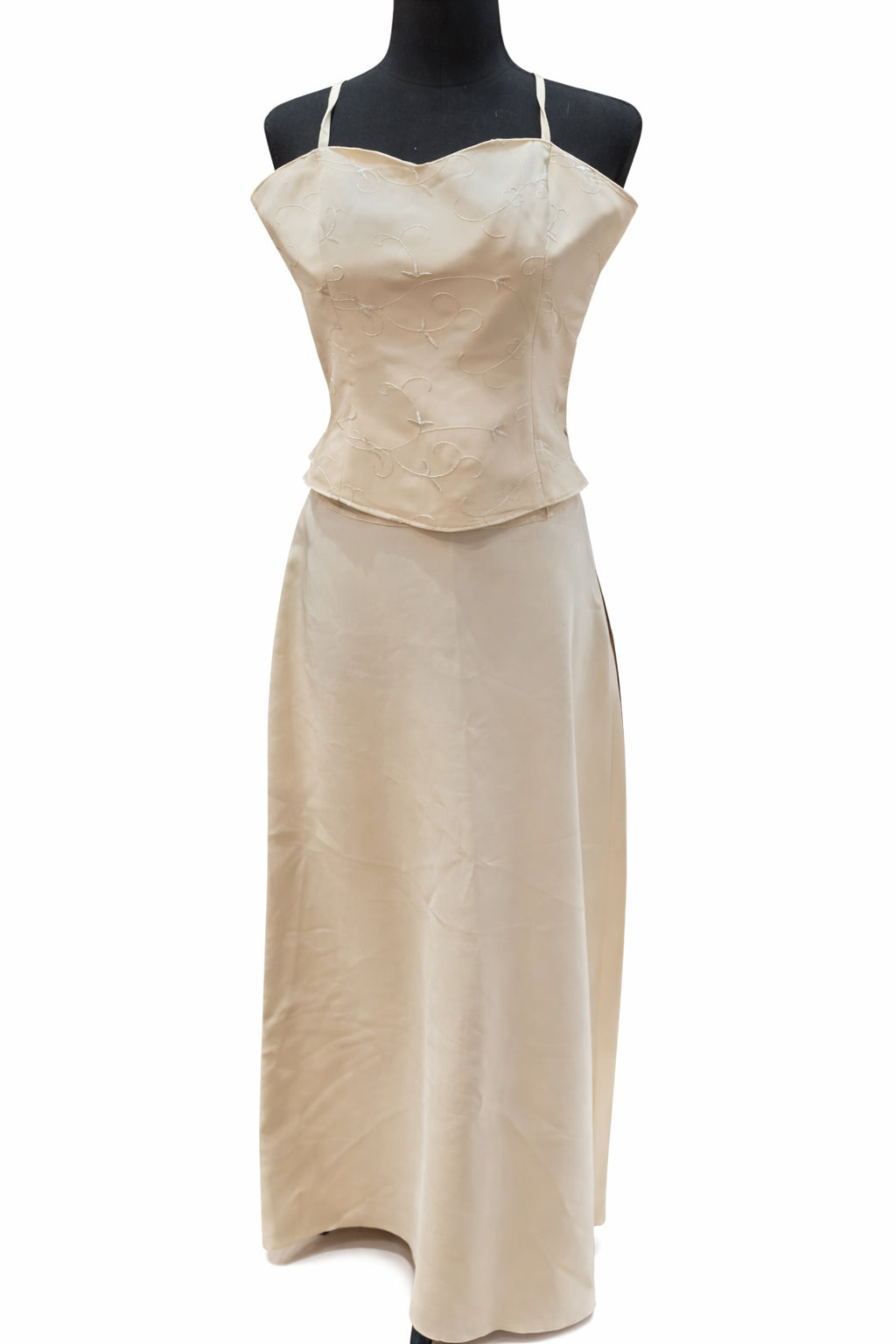 Compleu Elegant Crem Corset + Pantaloni Evazați – Mărime S Femei | Second Hand
