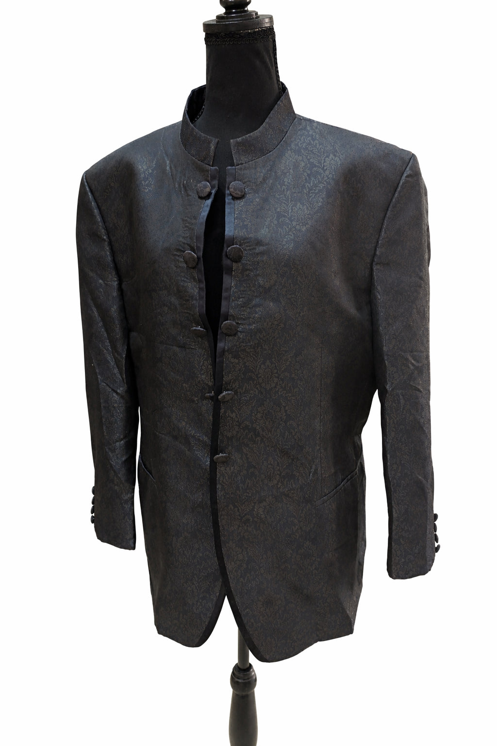 Sacou Elegant Gri cu Guler Tip Tunică – Mărime M Bărbați | Second Hand
