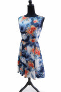 Rochie Damă Fără Mâneci Floral Multicolor pe Fond Bleumarin – Mărime S Femei | Second Hand