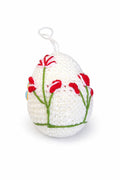 Ornament decorativ tip ou, croșetat manual, culoare alb