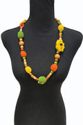 Colier handmade multicolor, galben și portocaliu