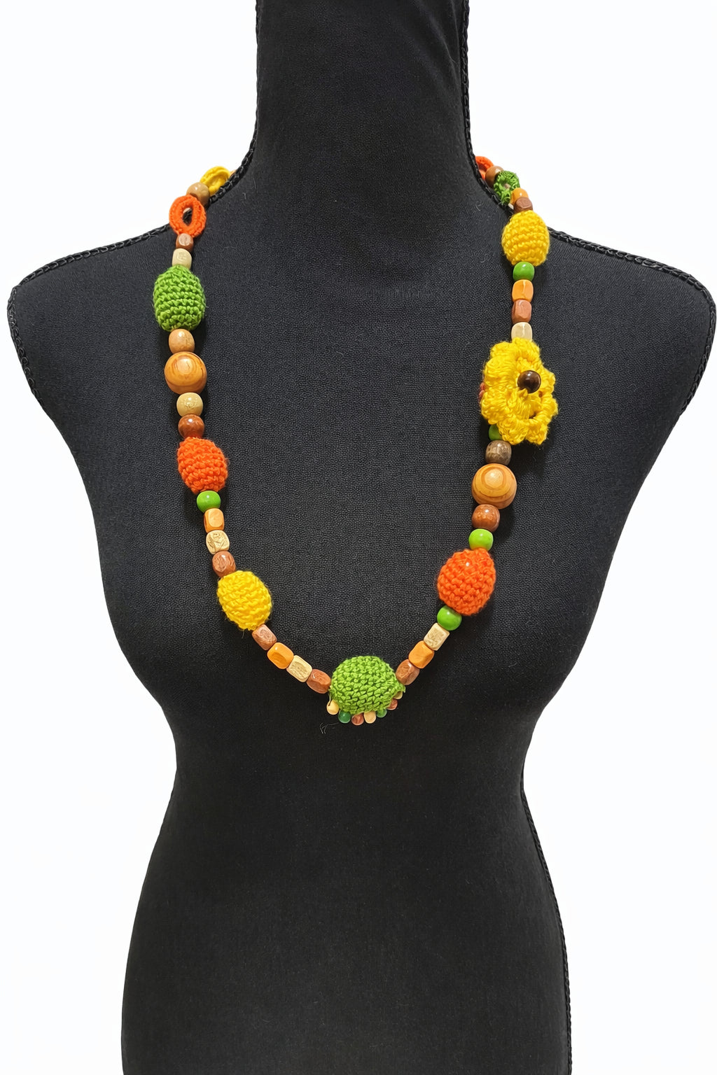 Colier handmade multicolor, galben și portocaliu