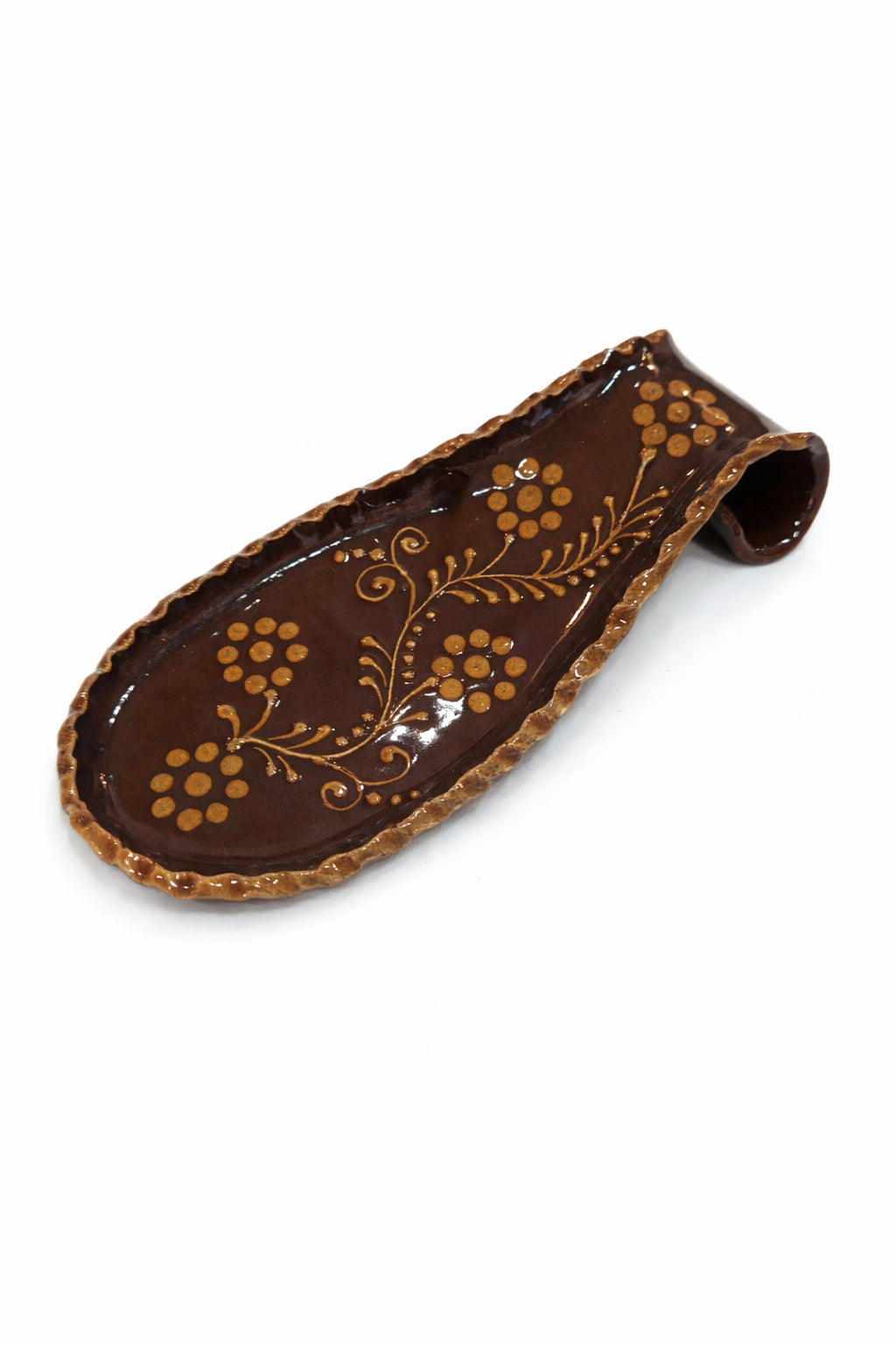 Suport lingură ceramică maro, finisaj lucios