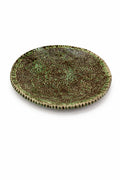 Tavă rotundă decorativă ceramică verde cu model texturat brun