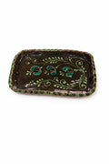 Săpunieră ceramică decorativă, glazurată în nuanțe de maro și verde