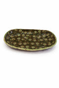 Tavă ceramică decorativă verde, formă ovală