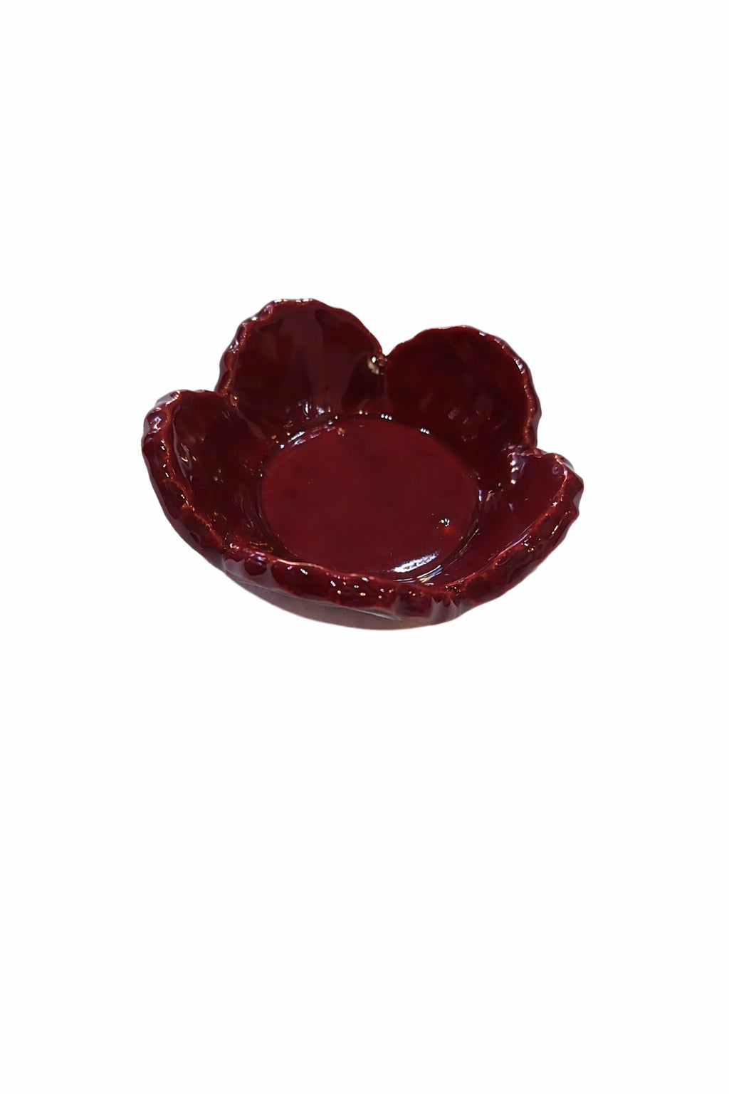 Suport candelă decorativ bordo, model floral