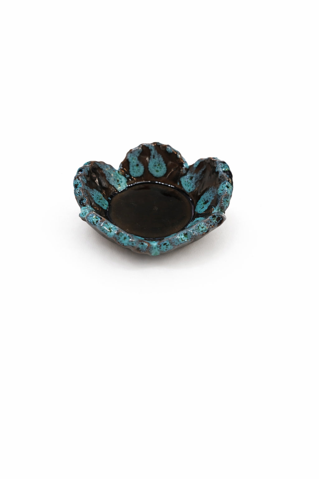 Suport candelă, ceramic decorativ, formă organică cu margini ondulate