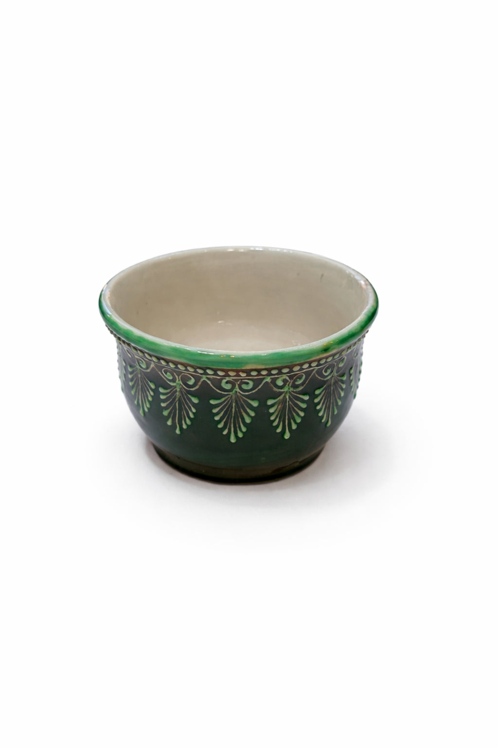 Bol ceramic verde decorativ, dimensiune mică