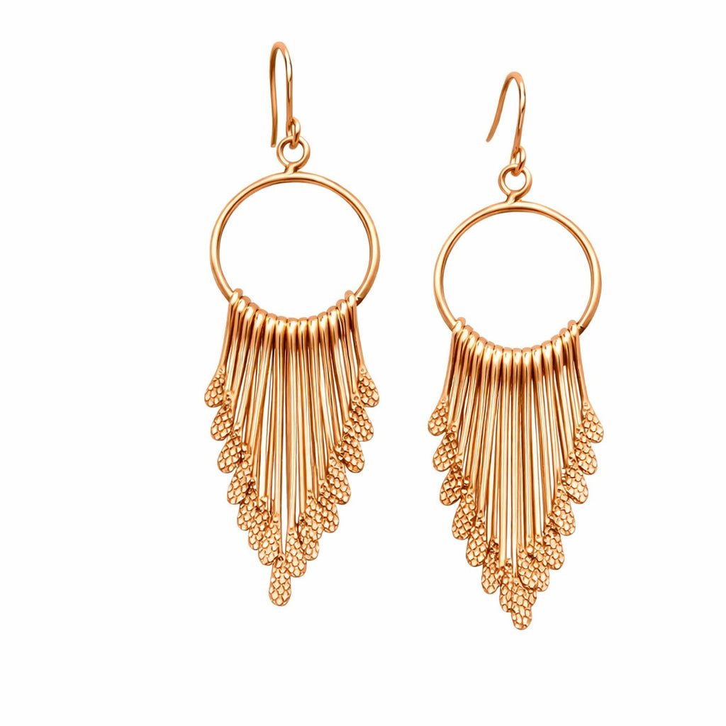 Cercei lungi aurii tip hoop, design elegant și ușor