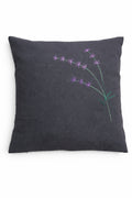 Pernă decorativă gri închis cu broderie florală