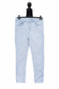 Pantaloni Women din bumbac cu dungi fine alb-albastru, mărime 38