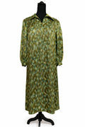 Rochie midi vintage, damă, ESTI, imprimeu geometric în nuanțe de verde și olive