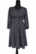 Rochie Mama pentru femei, bleumarin cu imprimeu floral delicat, mărime S (croială lejeră)