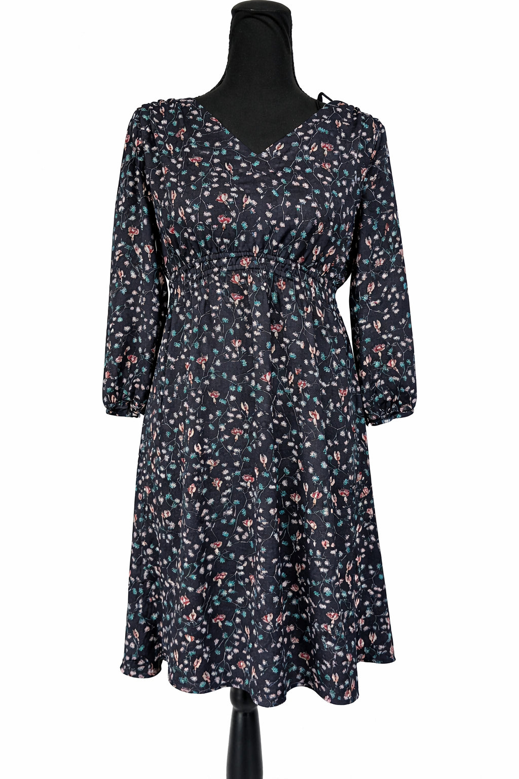 Rochie Mama pentru femei, bleumarin cu imprimeu floral delicat, mărime S (croială lejeră)