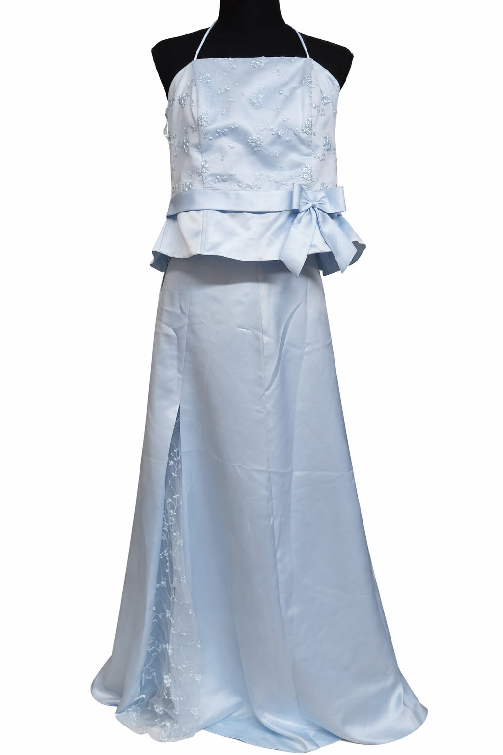 Rochie Marren pentru femei, format din top elegant și fustă lungă albastru deschis, mărime 40