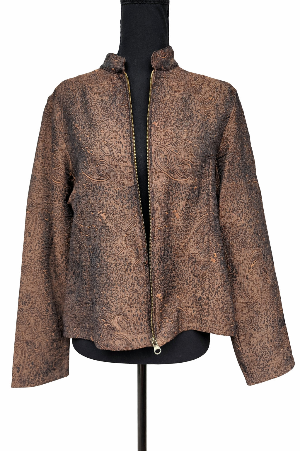 Jachetă Estelle pentru femei, maro cu model paisley, mărime L