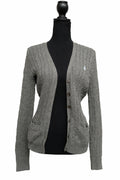 Cardigan gri Ralph Lauren, mărime L, cu închidere cu nasturi și decolteu în V