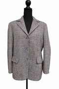 Sacou pentru femei, tip tweed multicolor, mărime M, cu închidere la trei nasturi și rever clasic