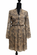 Rochie Reserved, midi bej cu imprimeu animal print, mărime 34